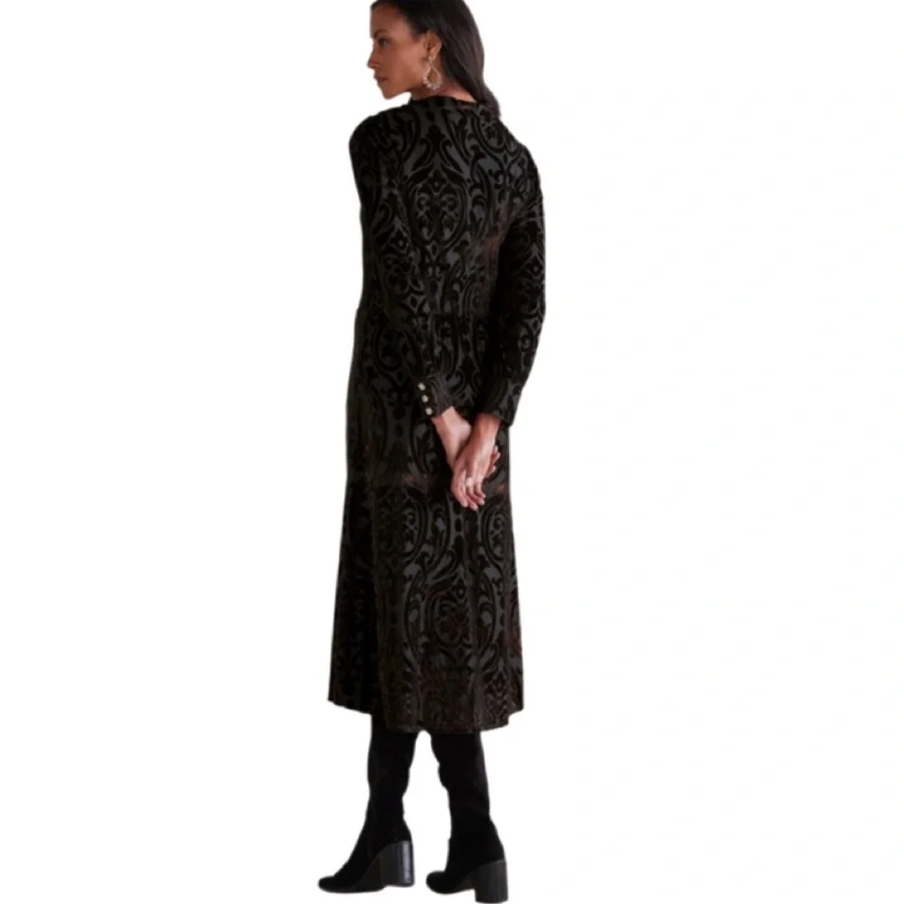 $170 NWT Soft Surroundings HADLEY Black Abstract Velvet Dress - Size 16 - Picture 5 of 14